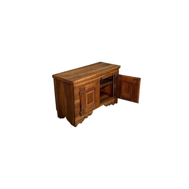 Contemporary 19th Century Low Walnut Sideboard with Two Doors For Sale - Image 3 of 4