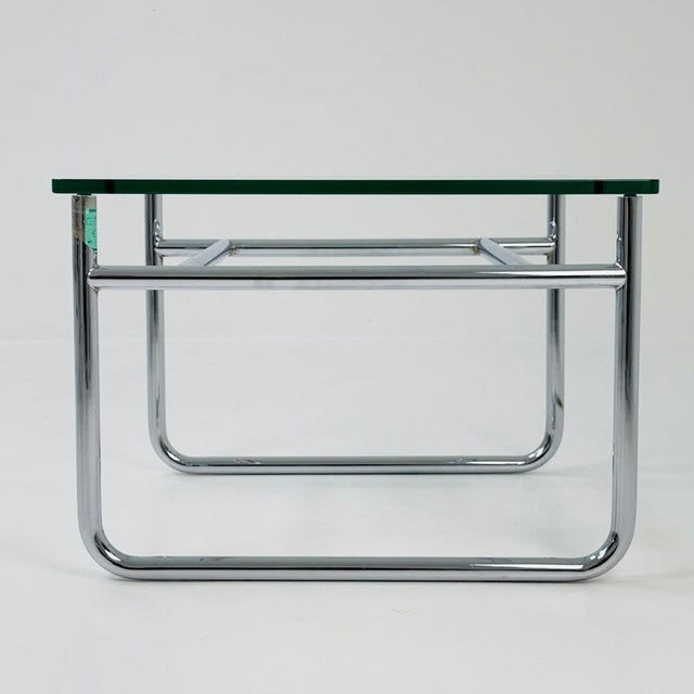 Mid-Century Bauhaus Coffee Table Chrome and Glass, France, 1980s For Sale - Image 6 of 11