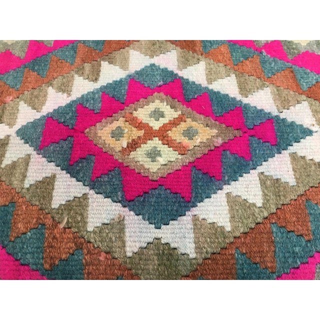 Boho Chic Herki Kilim Ottoman Bench For Sale - Image 3 of 6