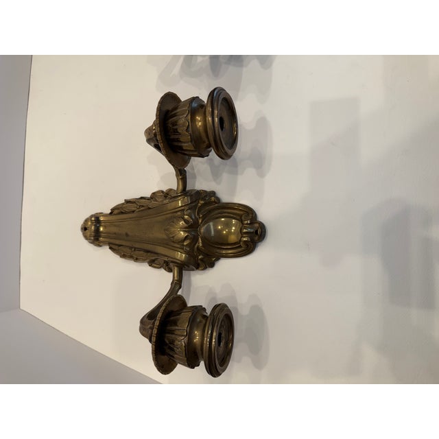 French Antique French Napoleon III Gilt Bronze Two-Arm Wall Sconces - Pair For Sale - Image 3 of 6