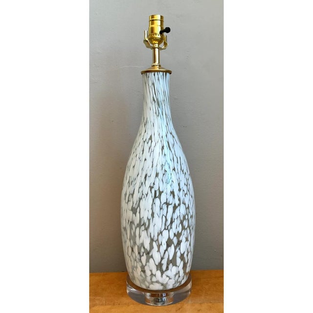 Vintage Speckled Glass Table Lamp For Sale - Image 4 of 13