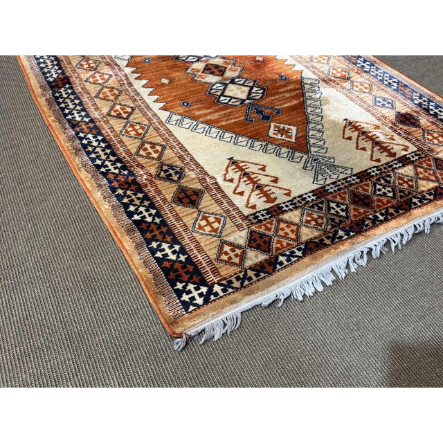 Brown and Beige Handmade Wool Rug For Sale - Image 4 of 15