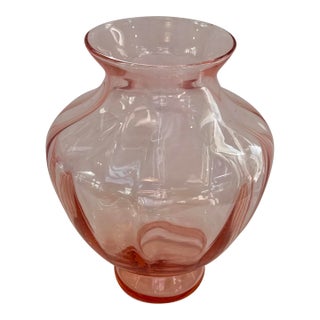 Vintage 1930's Pink Depression Glass Vase For Sale