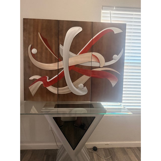 Late 20th Century 1980s Postmodern Nova Lighting "Vortex" Infinity Console Table & Matching Wall Mirror Set by Jon Gilmore - 2 Piece Statement Set For Sale - Image 5 of 8