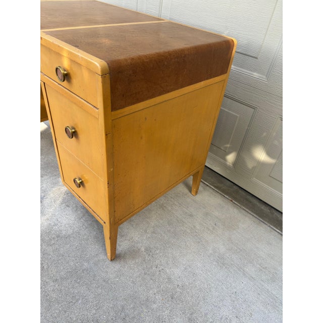 Wood Rare Edward Wormley Dunbar Leather Top Waterfall Desk Mid Century Modern For Sale - Image 7 of 16