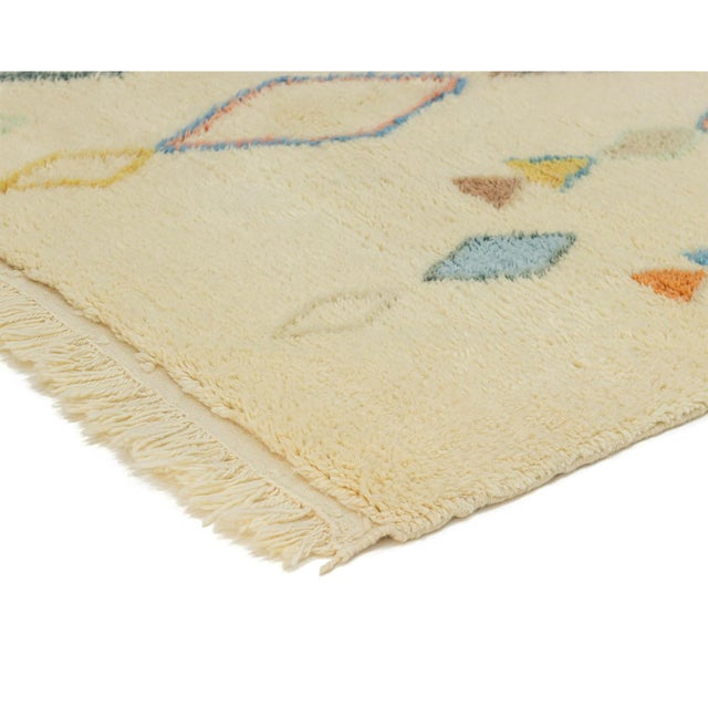 Cream Berber Hand-Knotted Moroccan Wool Rug | 8'2" X 5'1" | One of a Kind For Sale - Image 8 of 12