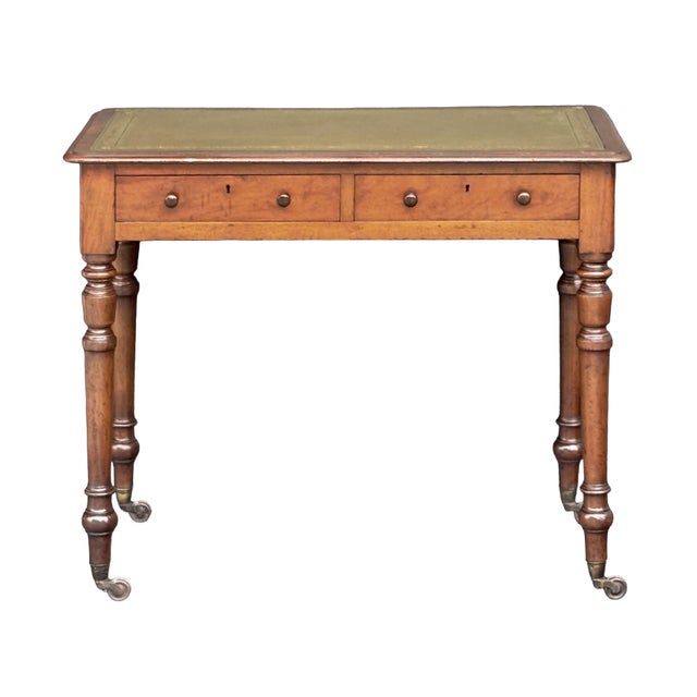 English Writing Table or Desk of Mahogany With Inset Leather Top For Sale - Image 4 of 12
