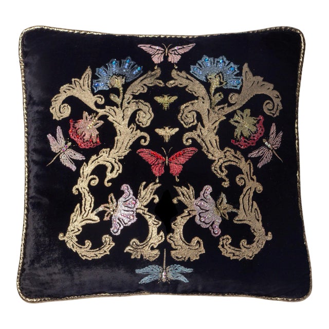 Night Blossom Silk Velvet Pillow Cover For Sale