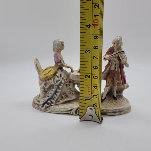Beige Vintage GDR East Germany Porcelain Figurine Musical Duo Violin Piano 11821 For Sale - Image 8 of 10