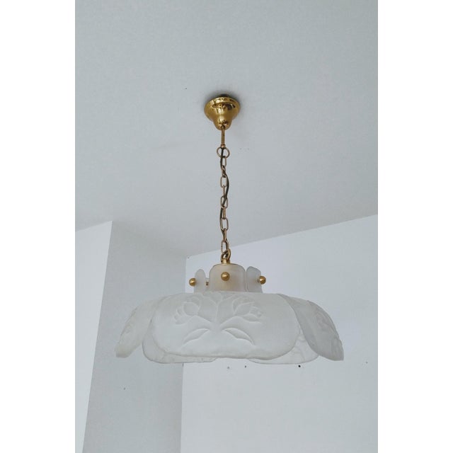 Mid-Century Modern Brass and Frosted Glass Pendant from Hillebrand Leuchten, Germany, 1970s For Sale - Image 10 of 18