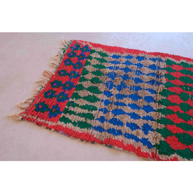 1990’s Moroccan Tribal Colorful Boujaad Rug - 7.9 X 3.25 Ft For Sale - Image 9 of 10