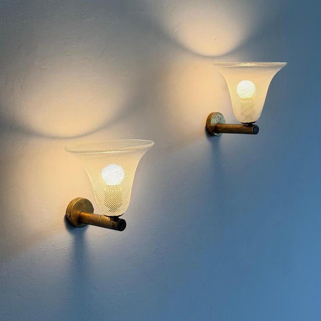 1940s Torcello Wall Sconces attributed to Carlo Scarpa for Venini, 1940s, Set of 2 For Sale - Image 5 of 18