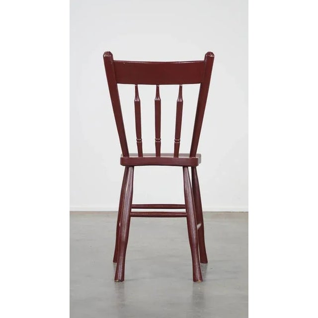 Vintage Dutch Farmers Side Chair in Burgundy Wood For Sale - Image 4 of 12