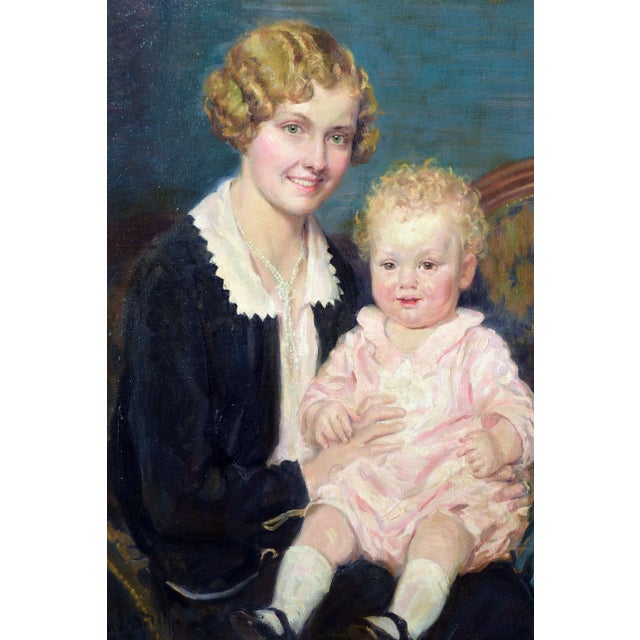 1920s Mother and Child by H. Willard Ortlip With Newcomb Macklin Giltwood Frame For Sale - Image 4 of 8