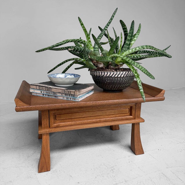 Brown Vintage Japanese Display Table with Drawer, 1960s For Sale - Image 8 of 12