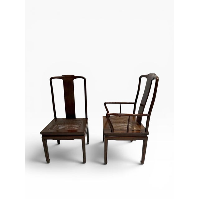Set of 6 Henredon Hollywood Regency Chinoiserie Mahogany & Cane Dining Chairs, Circa 1970s For Sale - Image 12 of 16