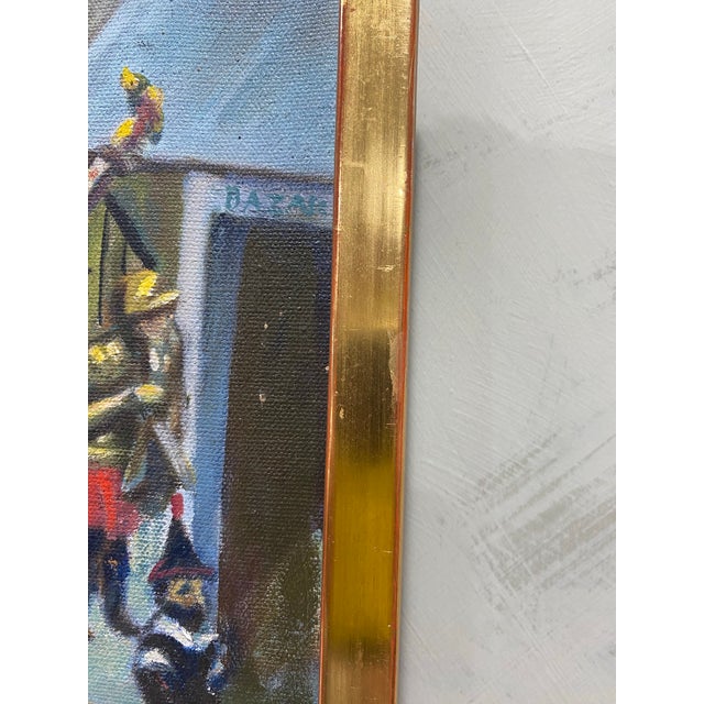 Paint 1970s Original Naive Surreal Study of Italian Toys Oil Painting in 22k Frame Signed For Sale - Image 7 of 10