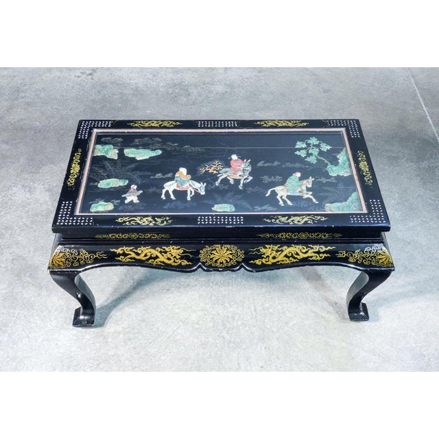 Chinese Low Table with Semiprecious Stone Inlays For Sale - Image 3 of 18