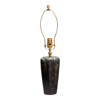 Vintage Heavy Tapered Cylindrical Black Marble Table Lamp For Sale