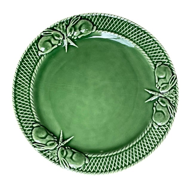 Bordallo Pinheiro Bordallo Pinheiro Bunny Rabbit 4 Dinner Plates Majolica Portugal Late 20th Century For Sale - Image 4 of 9