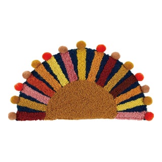 Good Day Sunshine Hook Pillow With Pom Poms, 16" x 10" For Sale