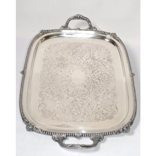 1950s Heavy Victorian Trade Mark Watson Company Serving Platter Tray Elevated Handles For Sale In Miami - Image 6 of 12
