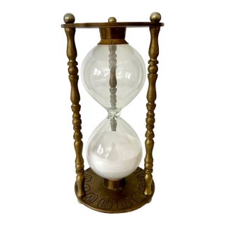Vintage Brass Celestial Cherub Hourglass With White Sand For Sale