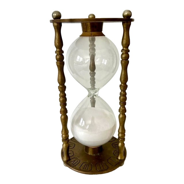 Vintage Brass Celestial Cherub Hourglass With White Sand For Sale