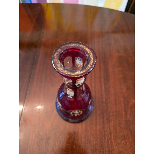 Antique Bohemian Glass Moser Jeweled Hookah Bottle For Sale - Image 4 of 6