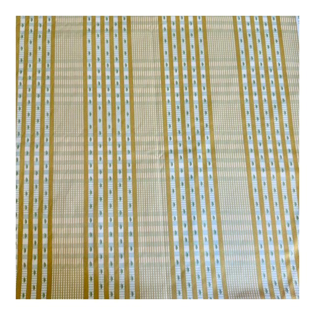 P Kaufmann Muted Earth Tone Leaf Striped Geometric Fabric, 3.5 Yds For Sale