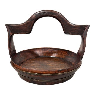 Antique Chinese Wood Basket For Sale