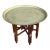 Antique Hand-Etched Brass Tray With Hand-Carved Walnut Wood Base and Mother-of-Pearl Inlay For Sale