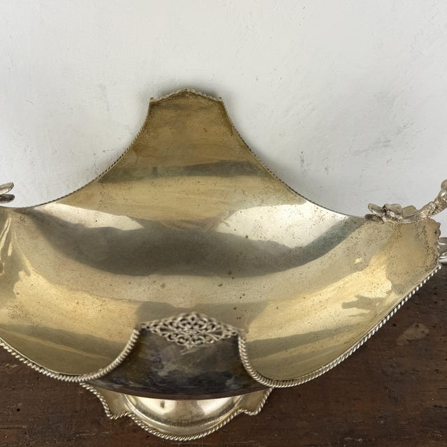 Antique Italian Silver-Plated Centerpiece Bowl with Dragon Handles, 1930s For Sale - Image 11 of 15