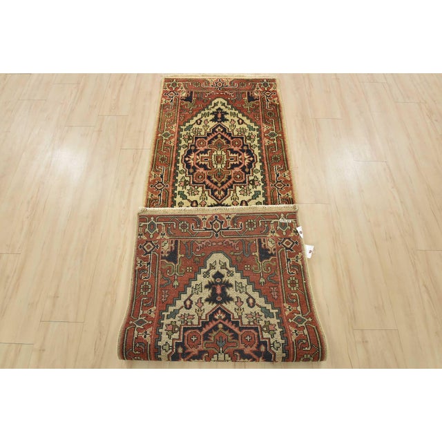Heriz Runner 2’7” X 8’1” Ivory Wool Tribal Hand-Knotted Oriental Rug For Sale - Image 11 of 12