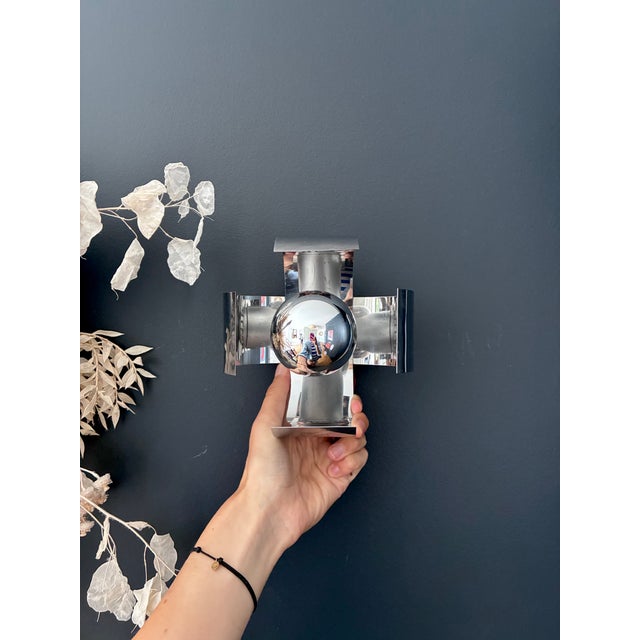 Space Age Wall Lights in Chromed Metal, 1970s, Set of 2 For Sale - Image 4 of 6