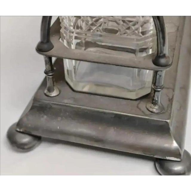 Silver Early 20th Century English Silver Plate Three Bottle Tantalus Set- 4 Pieces For Sale - Image 8 of 10