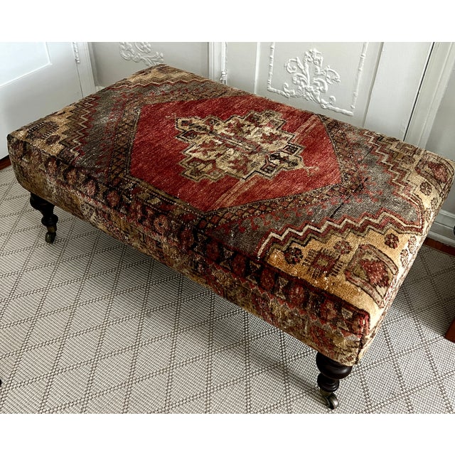 Wood 1980s Turkish Anatolian Rug Stool Ottoman or Coffee Table For Sale - Image 7 of 12