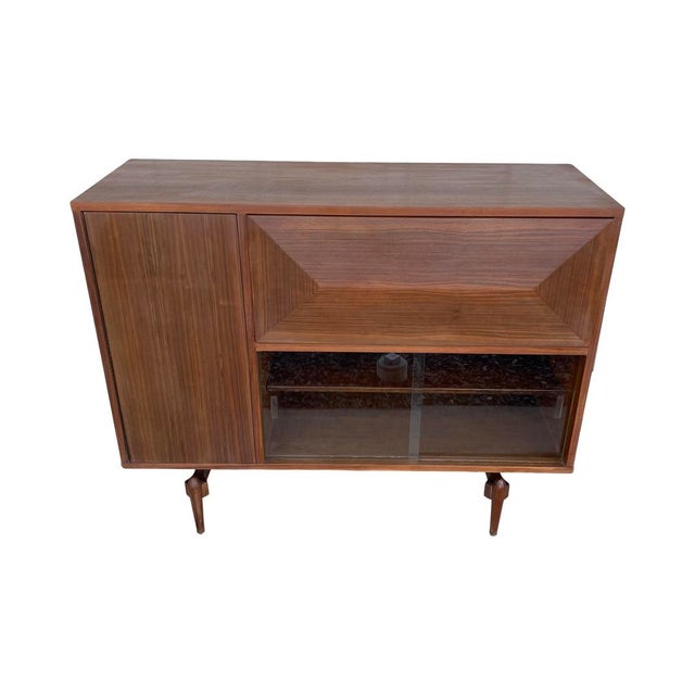 Mid-Century Modern 1950s Mid Century Modern Diamond Front Dry Bar For Sale - Image 3 of 12