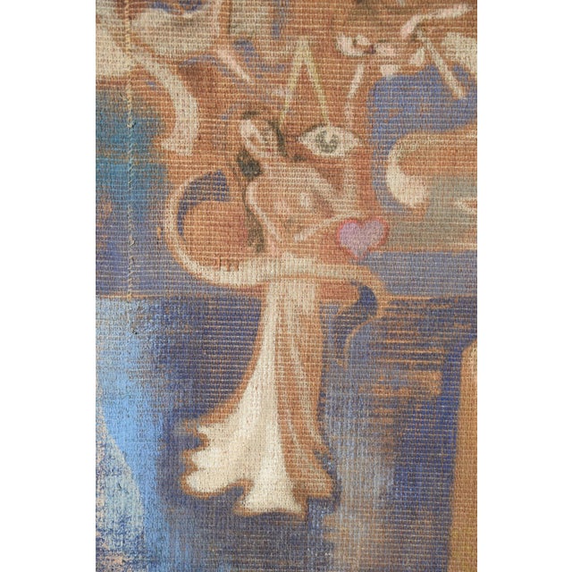 Michel Jamar, Michel Jamar, großformatiges Gemälde, Tapisserie, um 1950, mediterrane Küstenszene, Canvas For Sale - Image 9 of 12