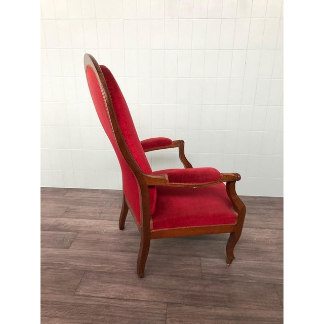 Wood Antique French Armchair in Walnut, 1890s For Sale - Image 7 of 15