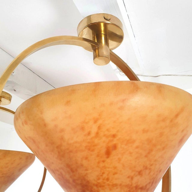 1960s Pair of Amber, Mid Century Modern Glass Chandeliers For Sale - Image 11 of 11