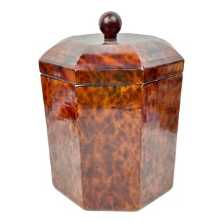 Vintage Faux Tortoiseshell Ice Bucket With Tools For Sale