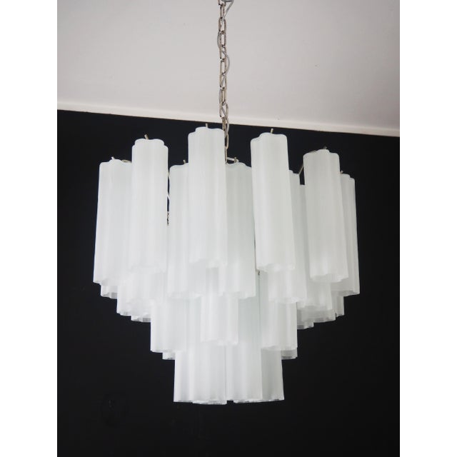 White Vintage Murano Glass Tube Pendant Light, 1990s For Sale - Image 8 of 13