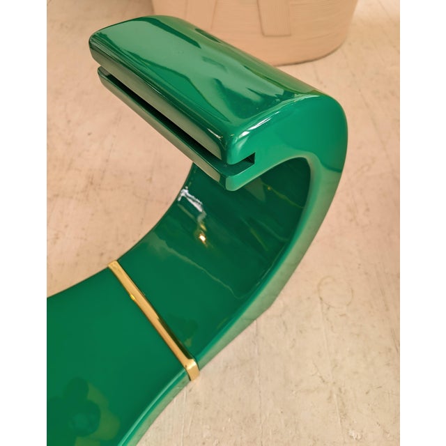 Large Vintage Postmodern American Green Lacquer and Gold Coffee Table in the style of Karl Springer, 1980s For Sale - Image 15 of 16