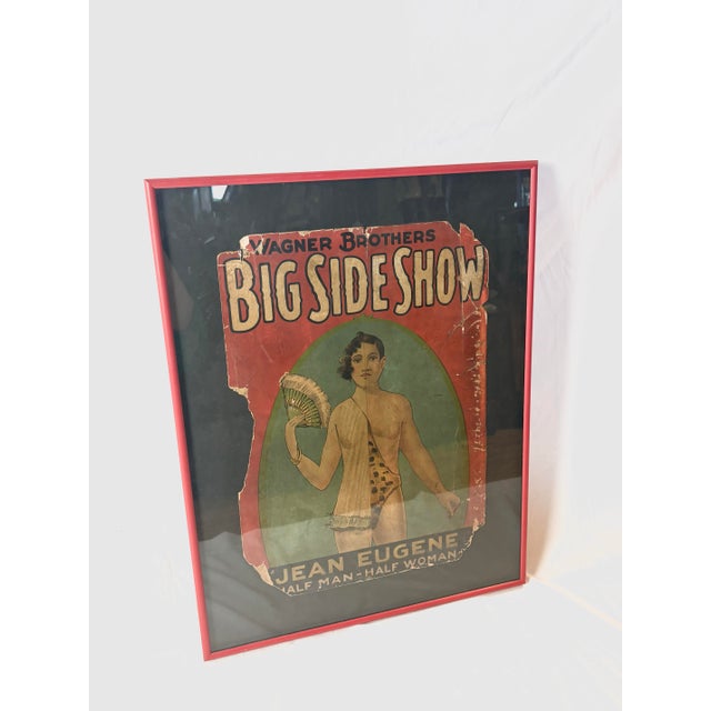 Glass Early 20th Century Coney Island Wagner Brothers Big Side Show Advertising Poster For Sale - Image 7 of 9