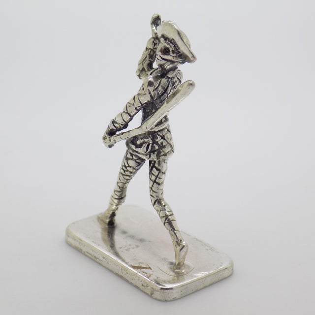 Vintage Italian Handmade Genuine Silver Harlequin Carnival Character Commedia Dell'Arte Figurine For Sale - Image 4 of 10