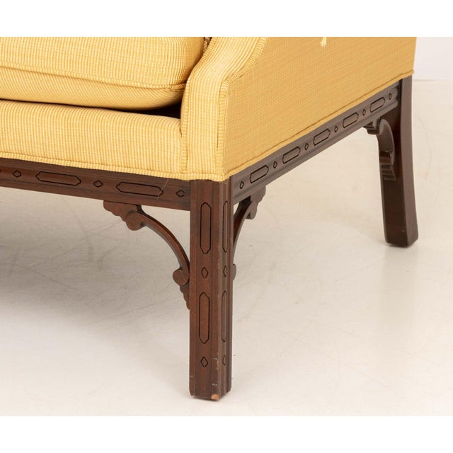 Late 20th Century Southwood Chinese Chippendale Style Upholstered Mahogany Sofa For Sale - Image 5 of 8