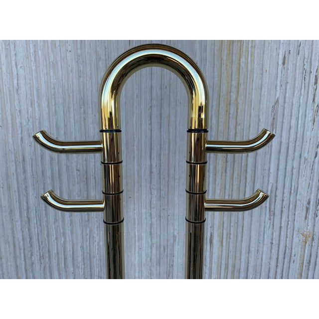 Mid-Century Modern Italian Brass Coat Stand with Round Base, Italy, 1970s For Sale - Image 10 of 18