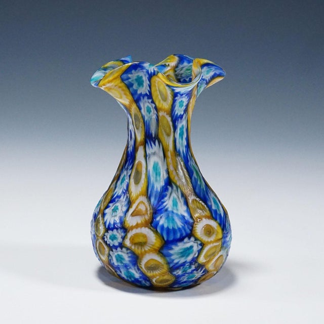 Antique Millefiori Vase, Fratelli Toso Murano ca. 1920s An antique millefiori murrine glass vase manufactured by Vetreria...
