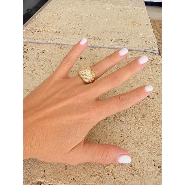 Vintage Italian 18k Gold Pavé Diamond Dome Ring, 1.75 Carats, Size 6 For Sale - Image 10 of 11